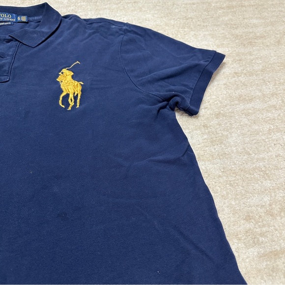 Polo Ralph Lauren Big Pony Crest Crest Emblem Navy Blue Custom Slim Fit XL - Picture 4 of 8